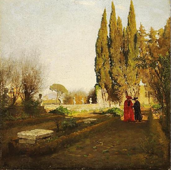 Albert Hertel In the gardens of Castel Gandolfo China oil painting art